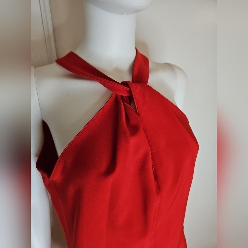 Women's Red Bodycon  Sleeveless Dress Knee Length Formal Cocktail Sz 8 - Picture 5 of 13